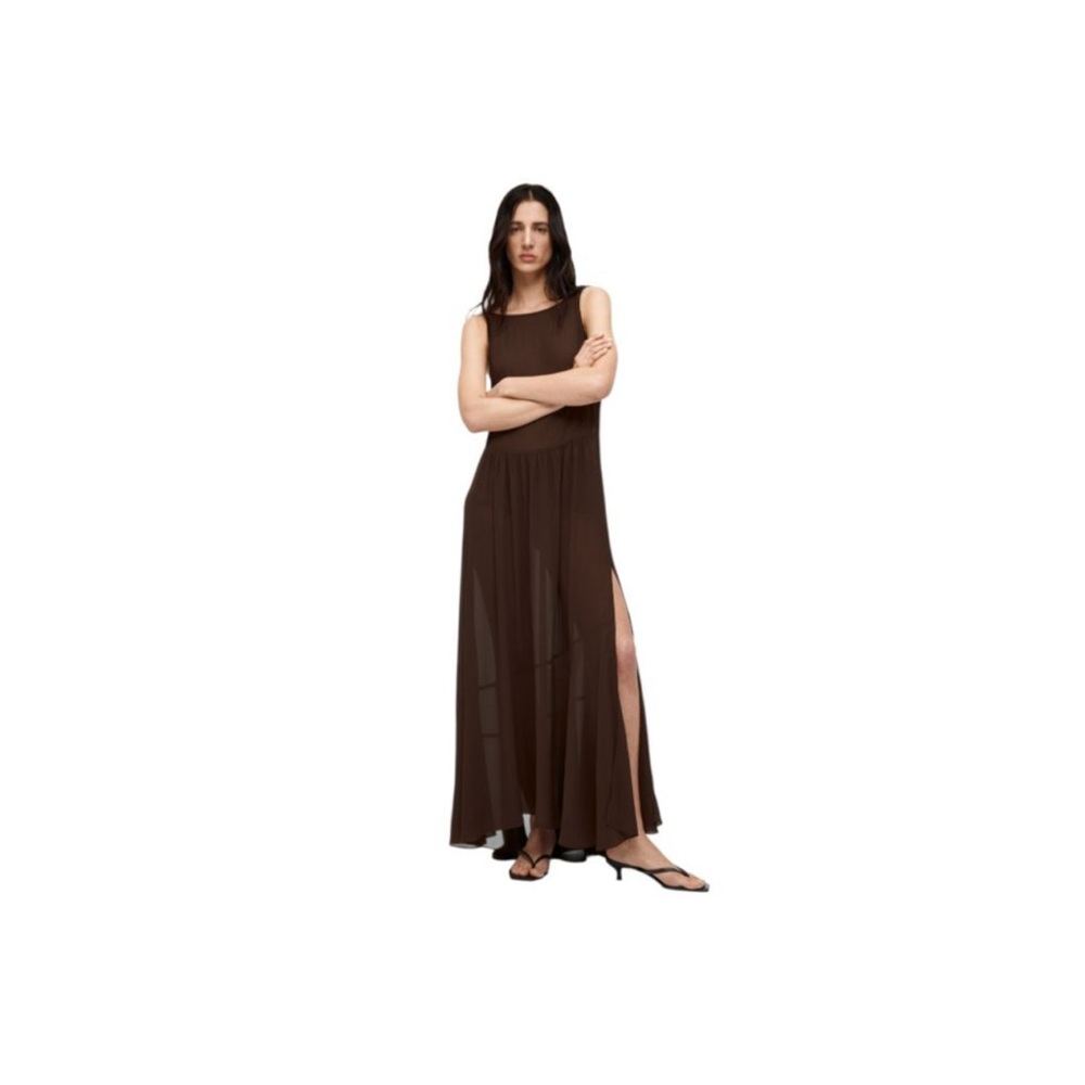 H&M Brown Maxi Dress with Side Slit